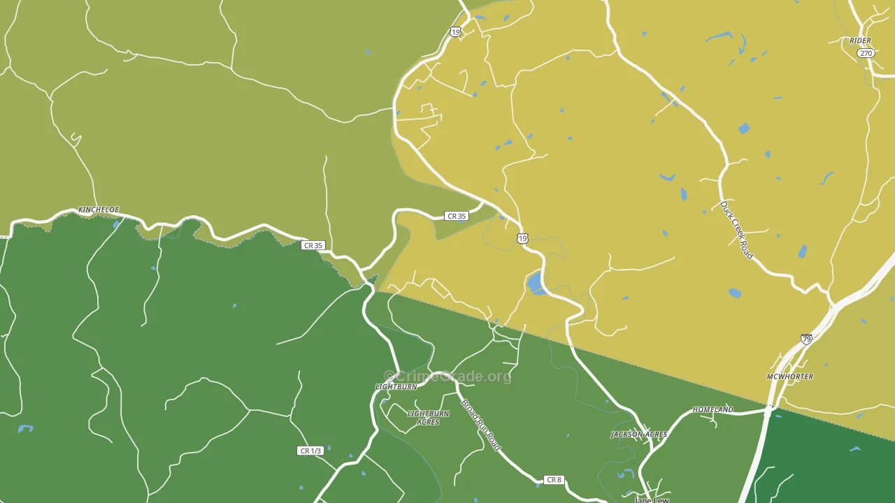 Lightburn, WV Map of Vehicle Theft Rates