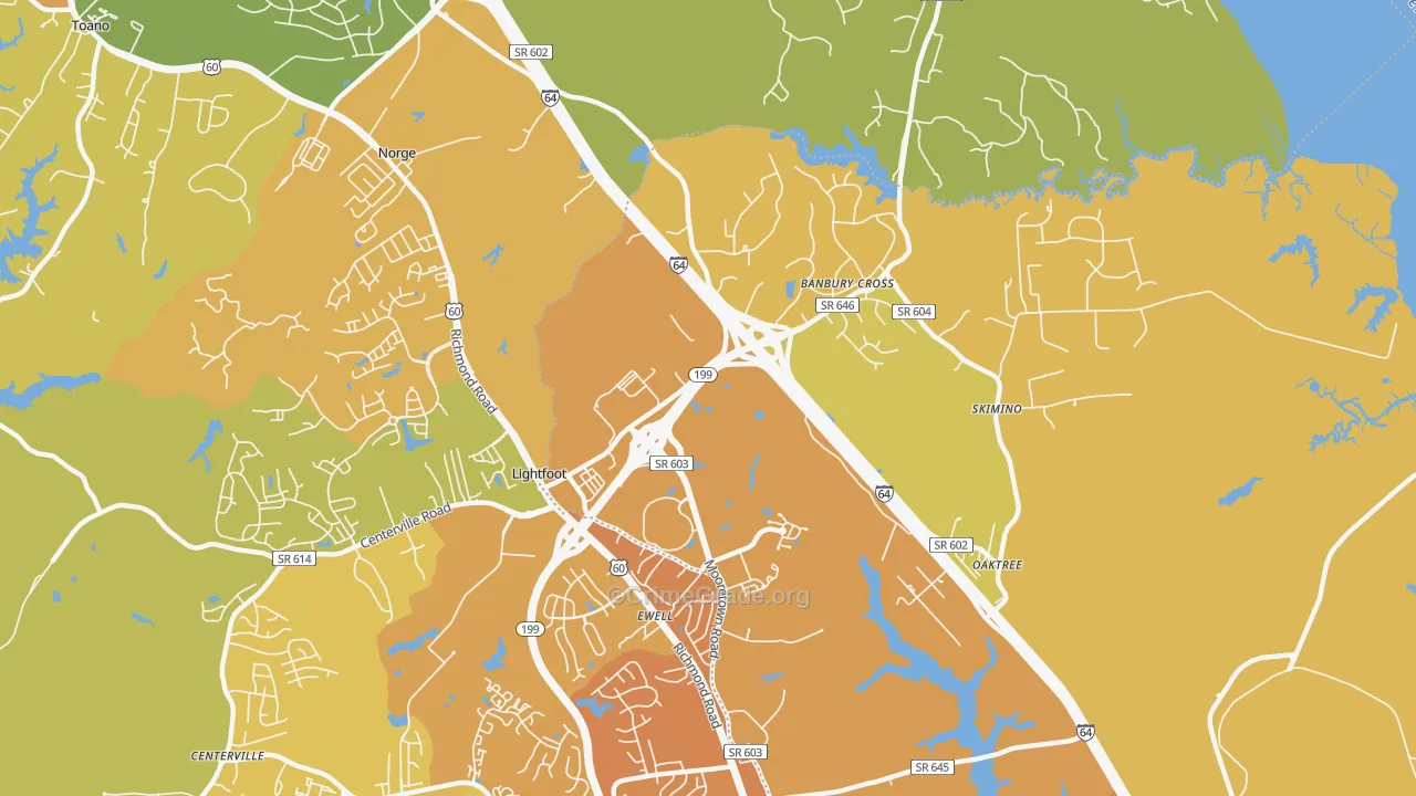 Lightfoot, VA Map of Vehicle Theft Rates