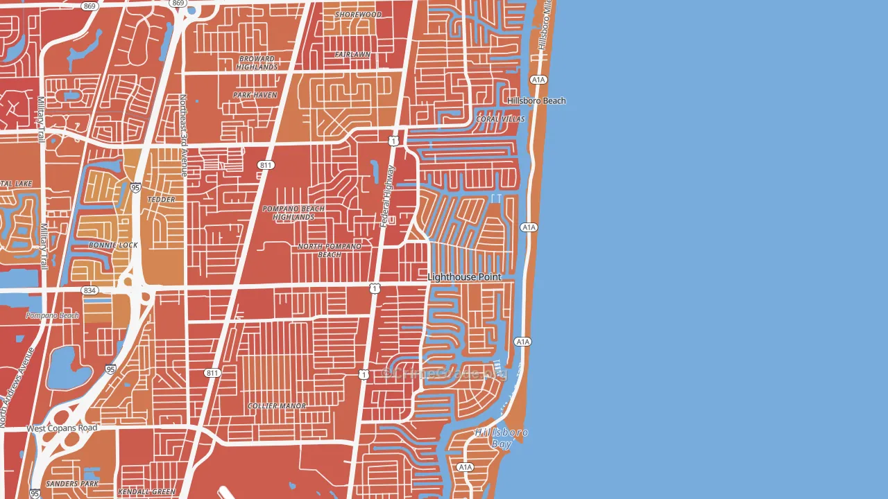 Lighthouse Point, FL Map of Vehicle Theft Rates