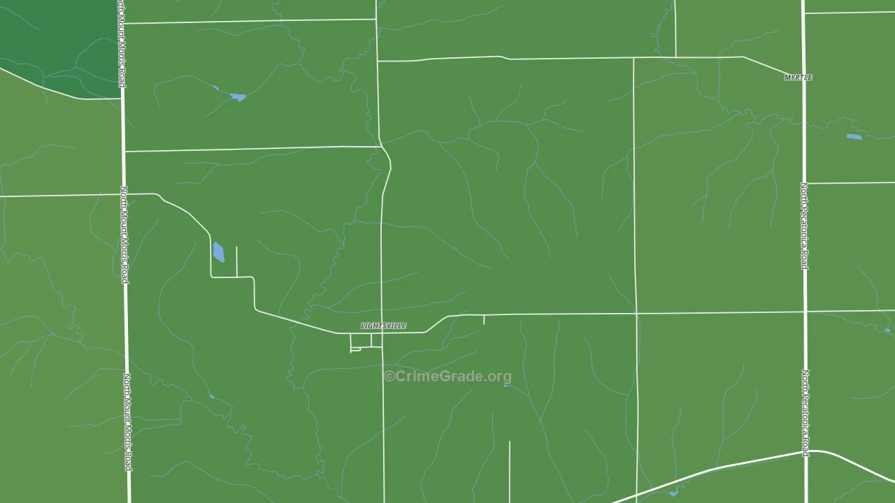 Lightsville, IL Map of Vehicle Theft Rates