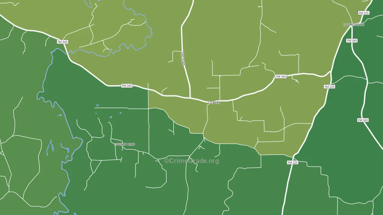 Lilbert, TX Map of Vehicle Theft Rates