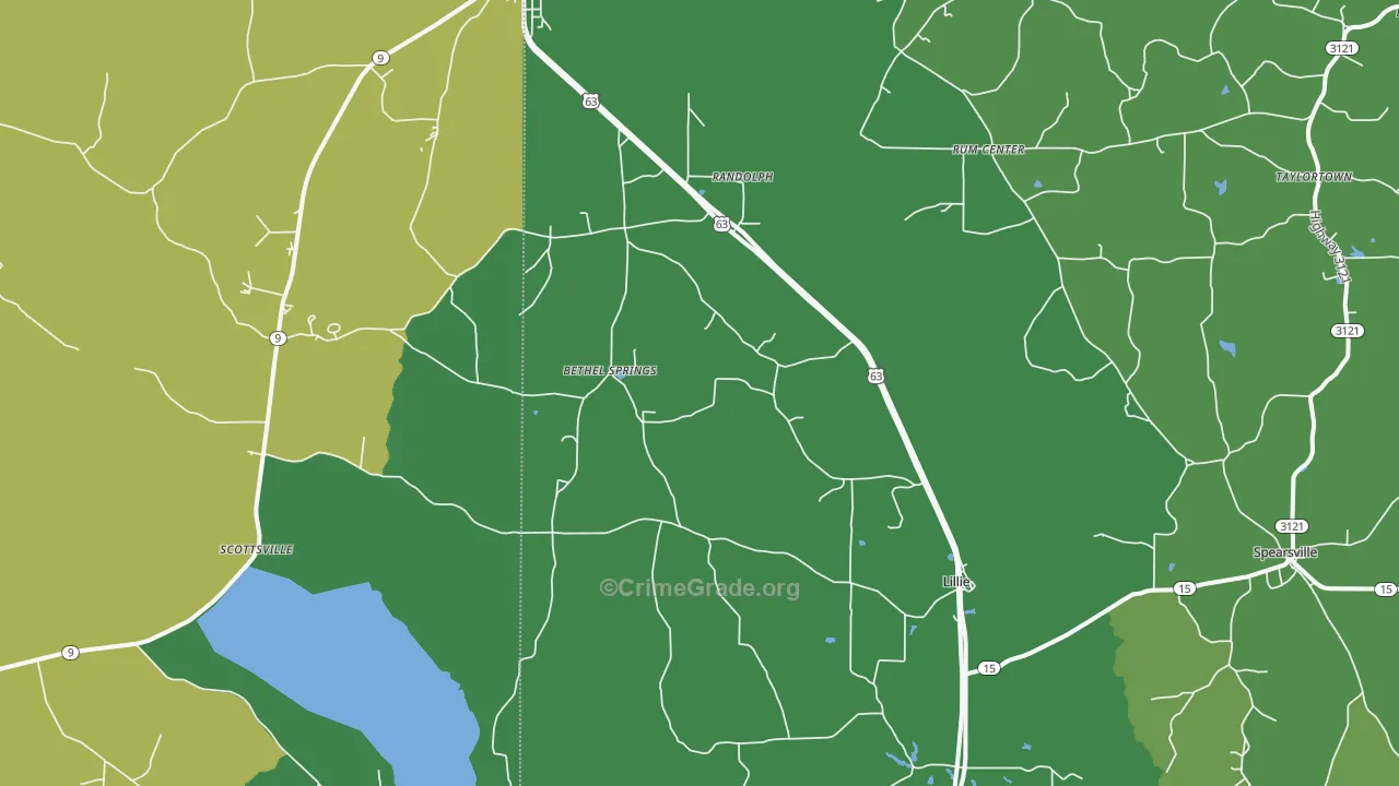 Lillie, LA Map of Vehicle Theft Rates