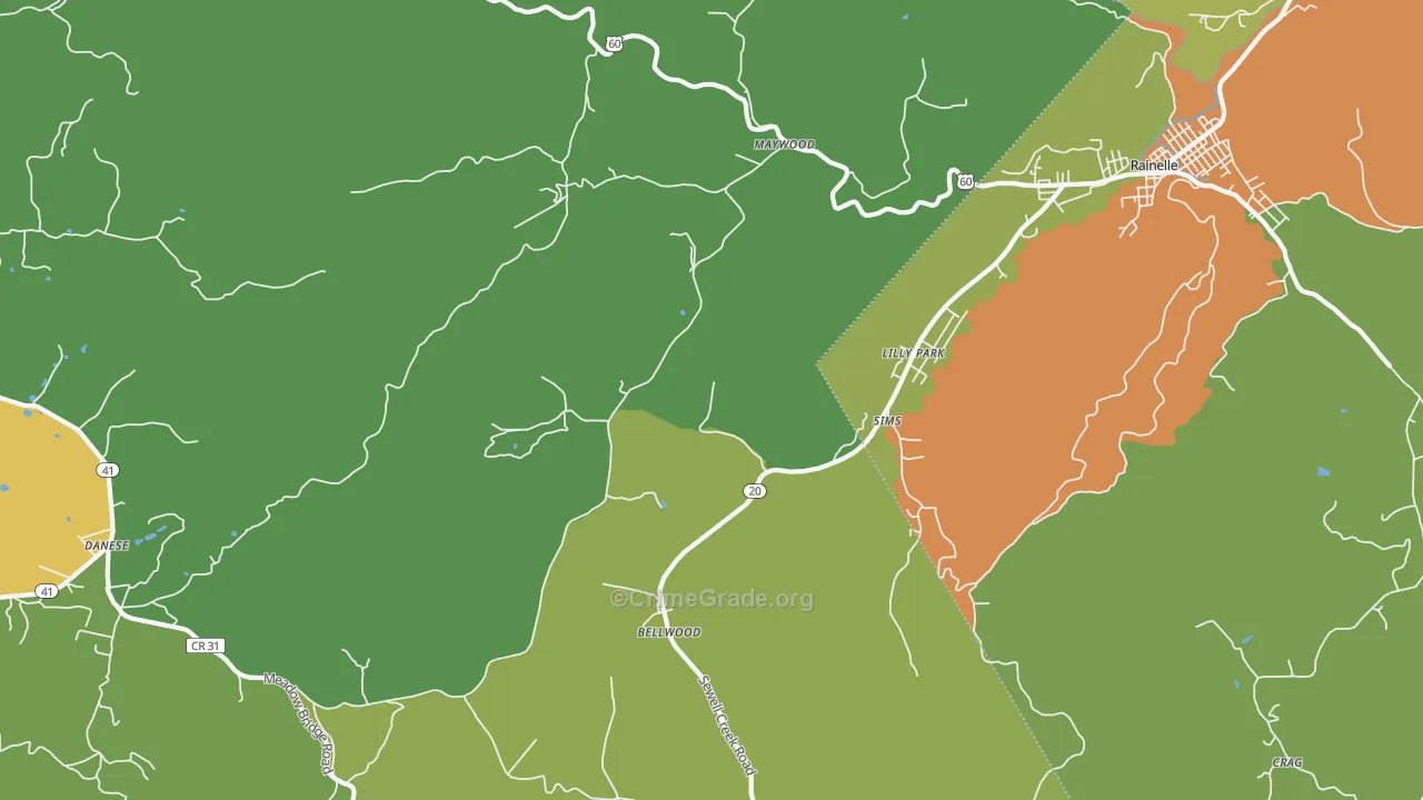 Lilly Park, WV Map of Vehicle Theft Rates