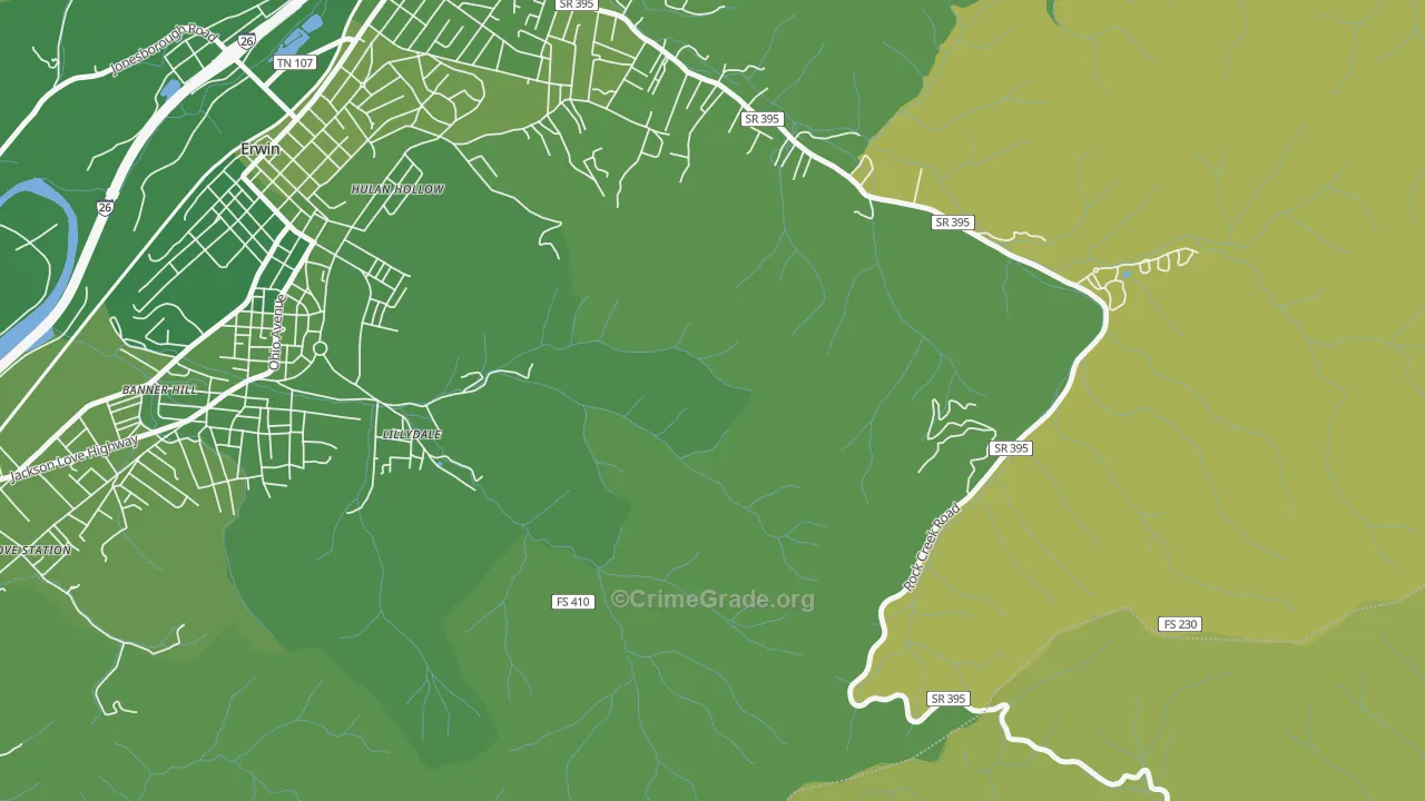 Lillydale, TN Map of Vehicle Theft Rates
