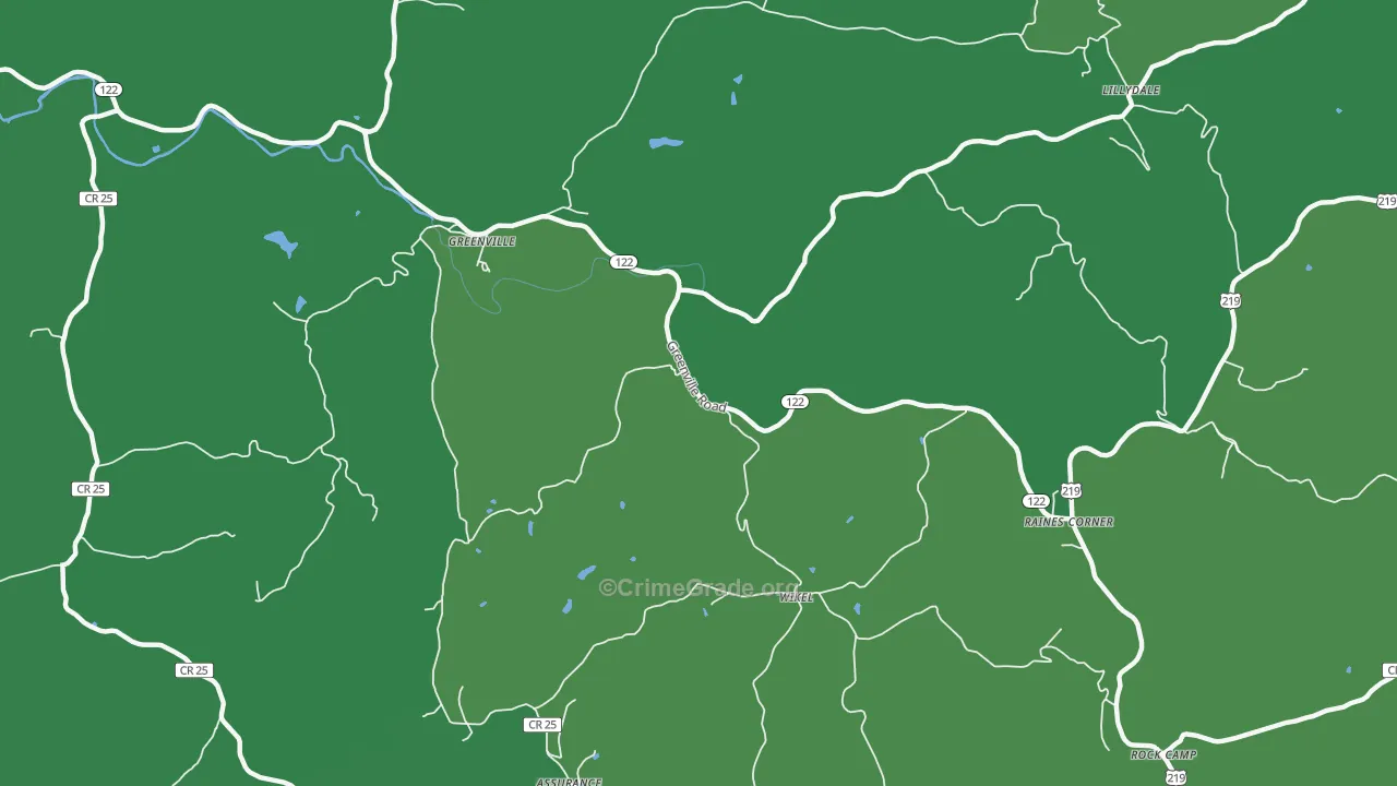 Lillydale, WV Map of Vehicle Theft Rates
