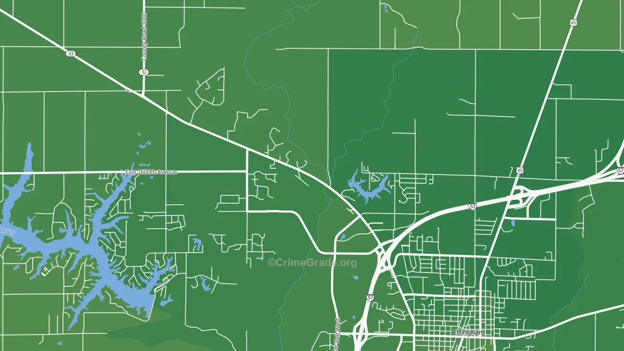Lillyville, IL Map of Vehicle Theft Rates