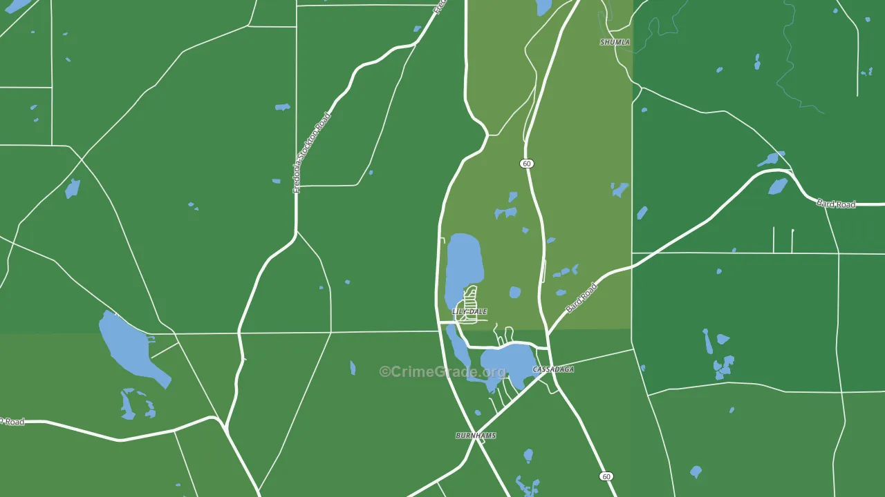 Lily Dale, NY Map of Vehicle Theft Rates