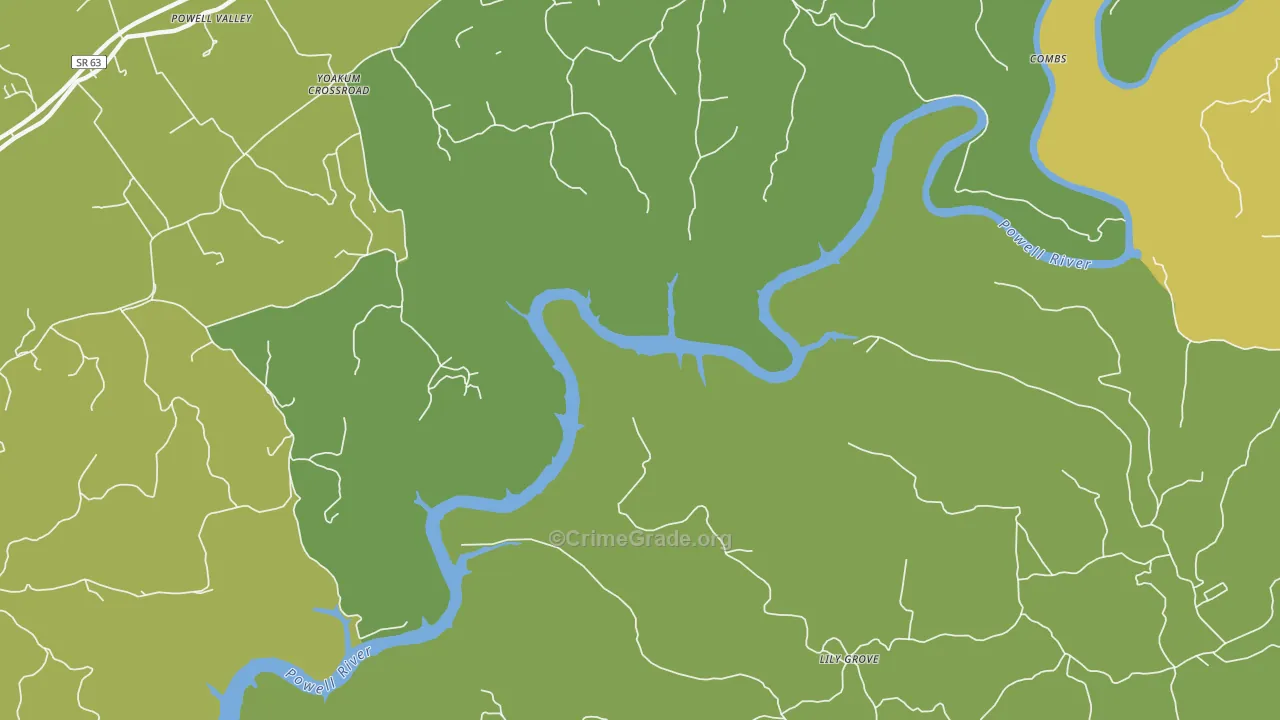 Lily Grove, TN Map of Vehicle Theft Rates