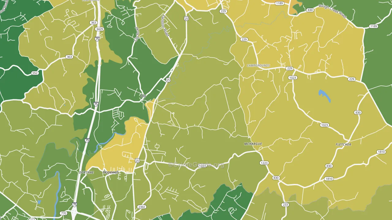 Lily, KY Map of Vehicle Theft Rates