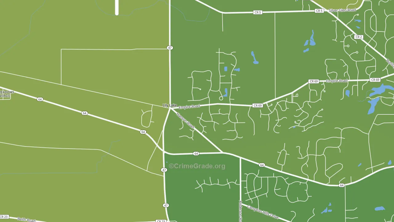 Lily Lake, IL Map of Vehicle Theft Rates