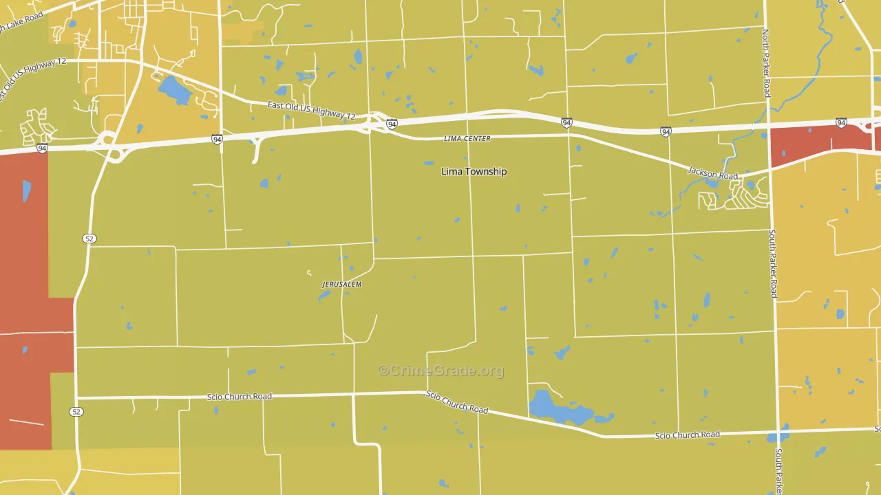 Lima Center, MI Map of Vehicle Theft Rates