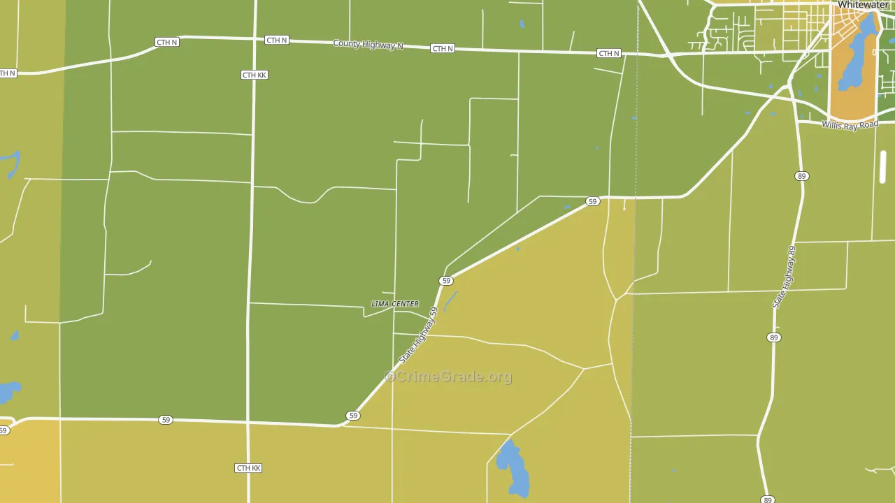 Lima Center, WI Map of Vehicle Theft Rates