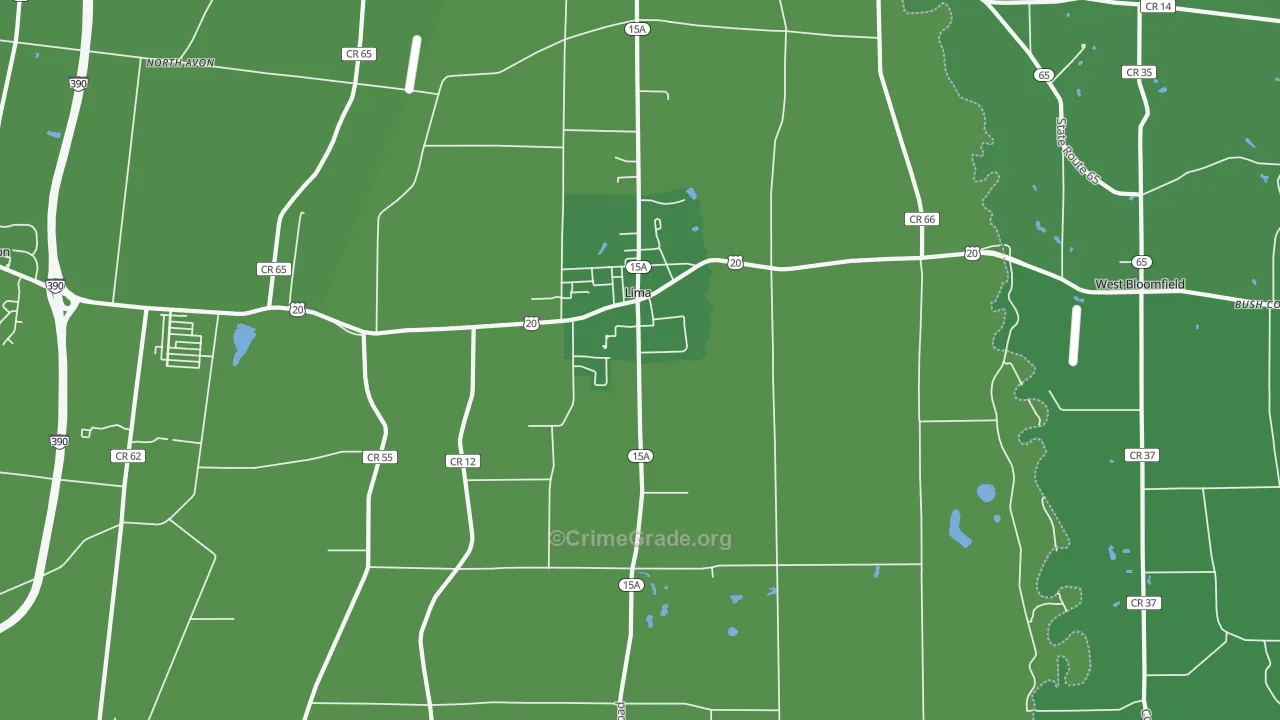 Lima, NY Map of Vehicle Theft Rates