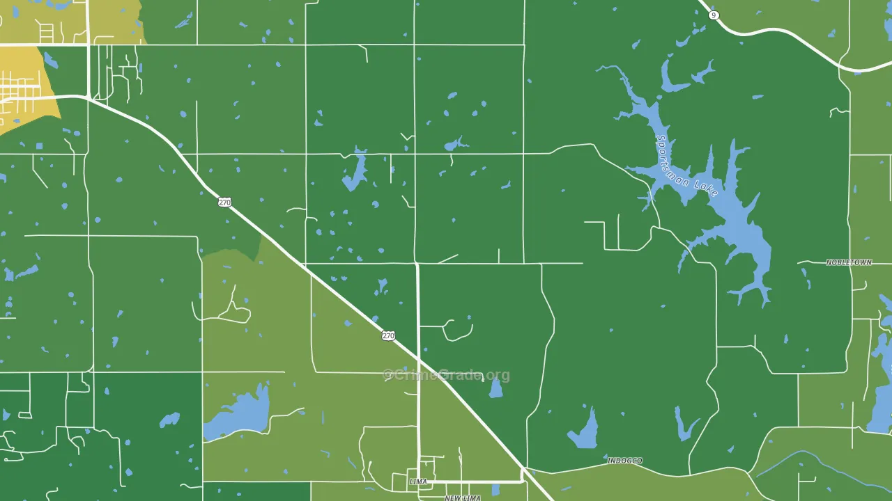 Lima, OK Map of Vehicle Theft Rates