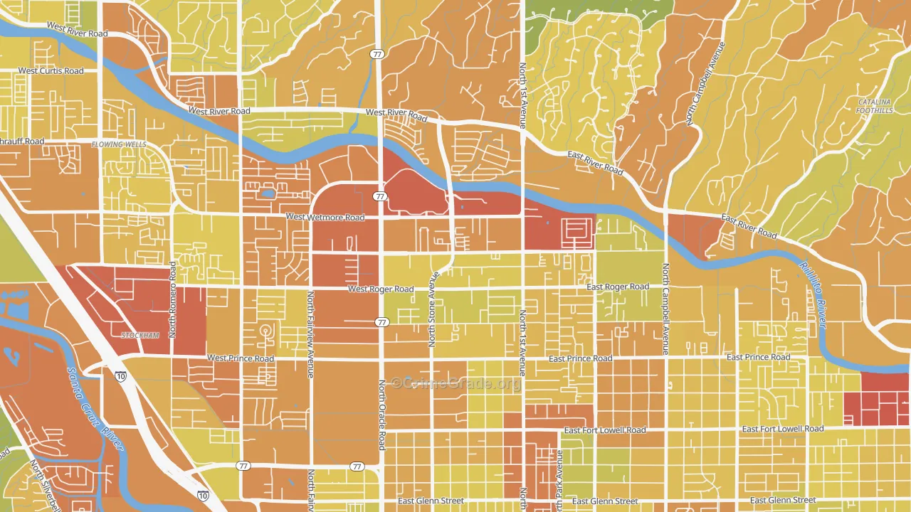 Limberlost, Tucson, AZ Map of Vehicle Theft Rates