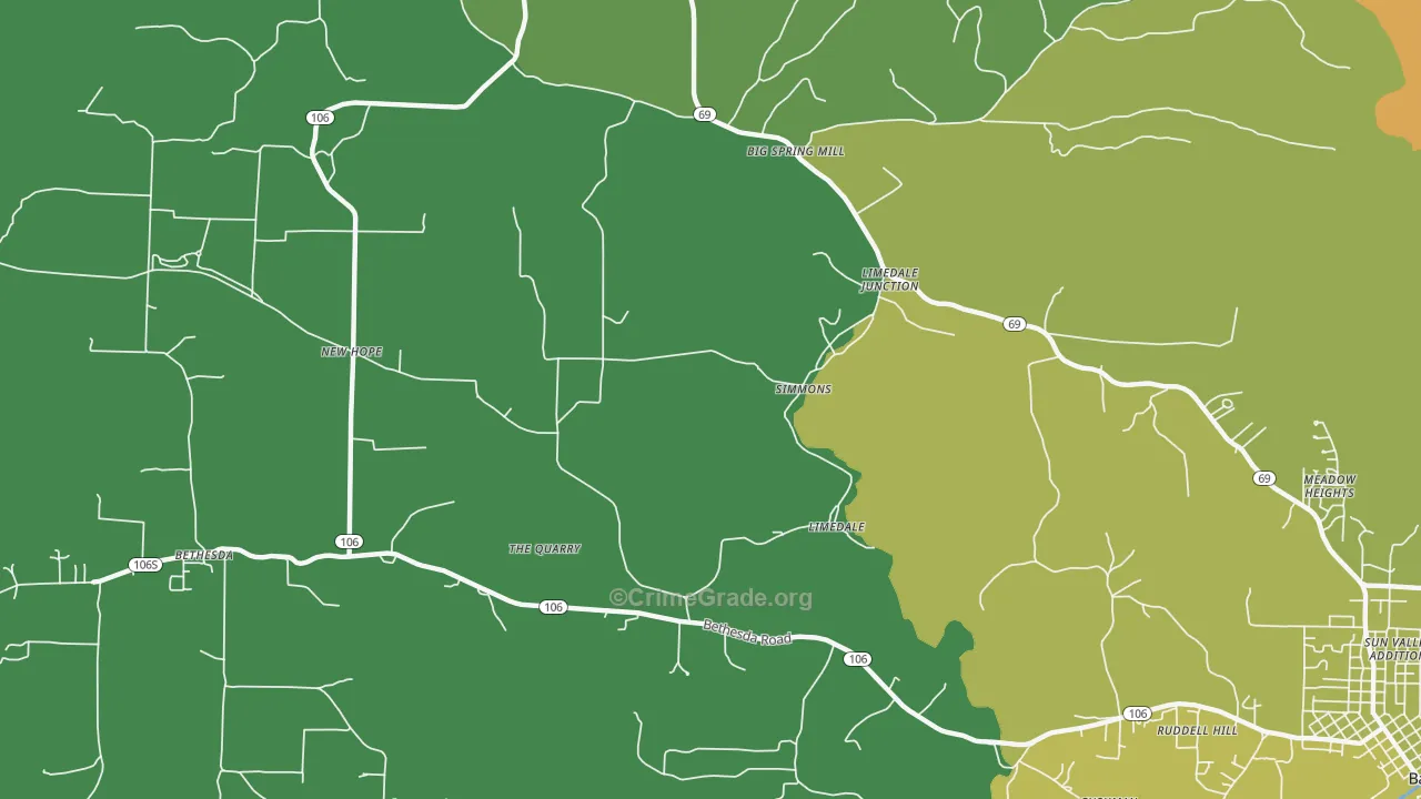 Limedale, AR Map of Vehicle Theft Rates