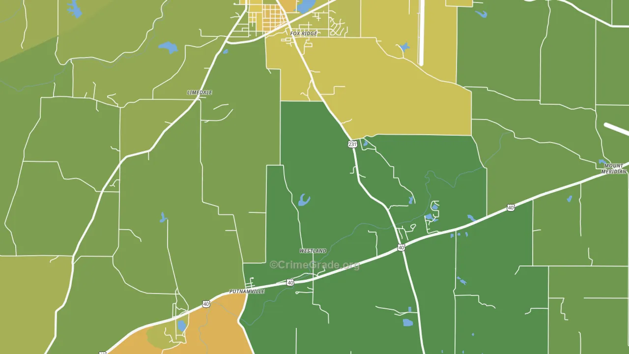 Limedale, IN Map of Vehicle Theft Rates
