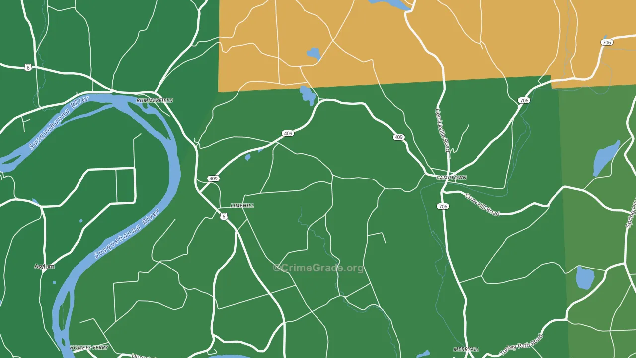 Limehill, PA Map of Vehicle Theft Rates