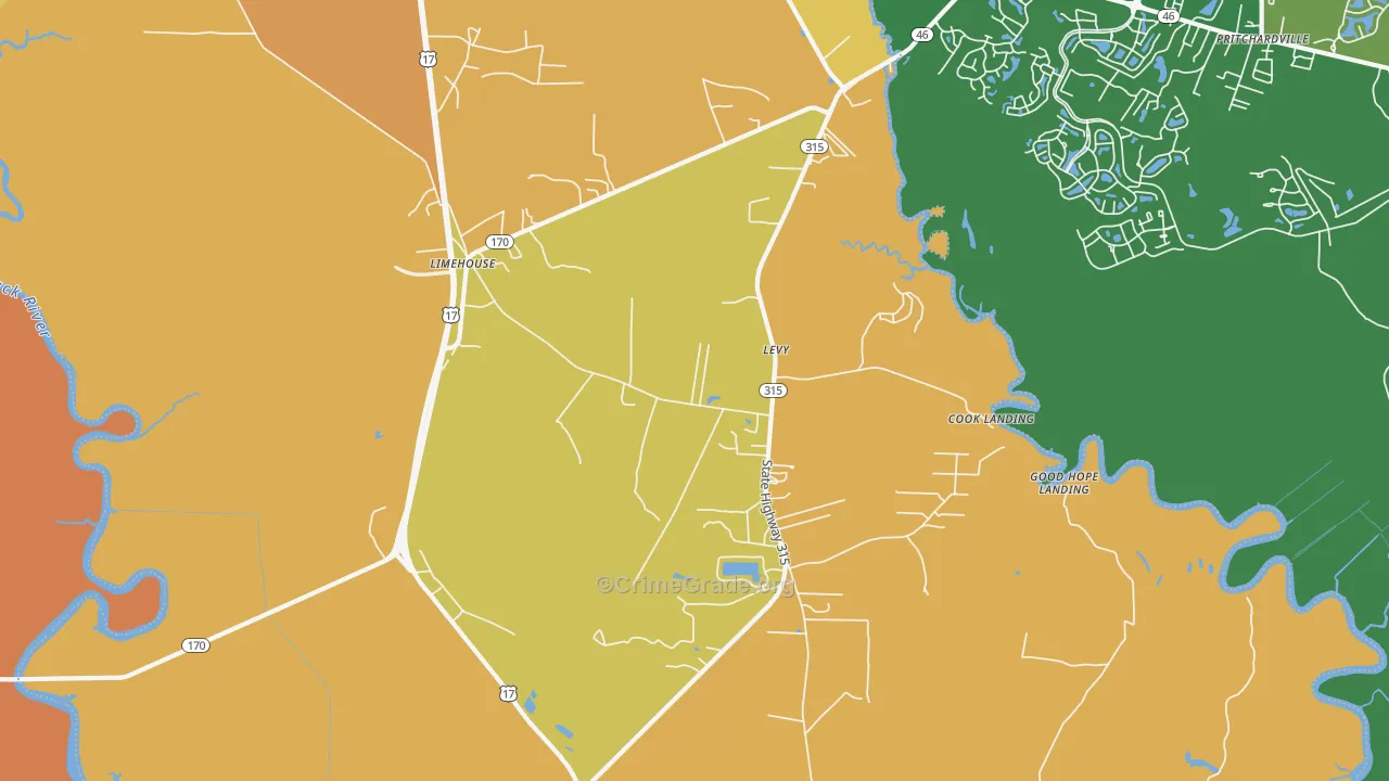 Limehouse, SC Map of Vehicle Theft Rates
