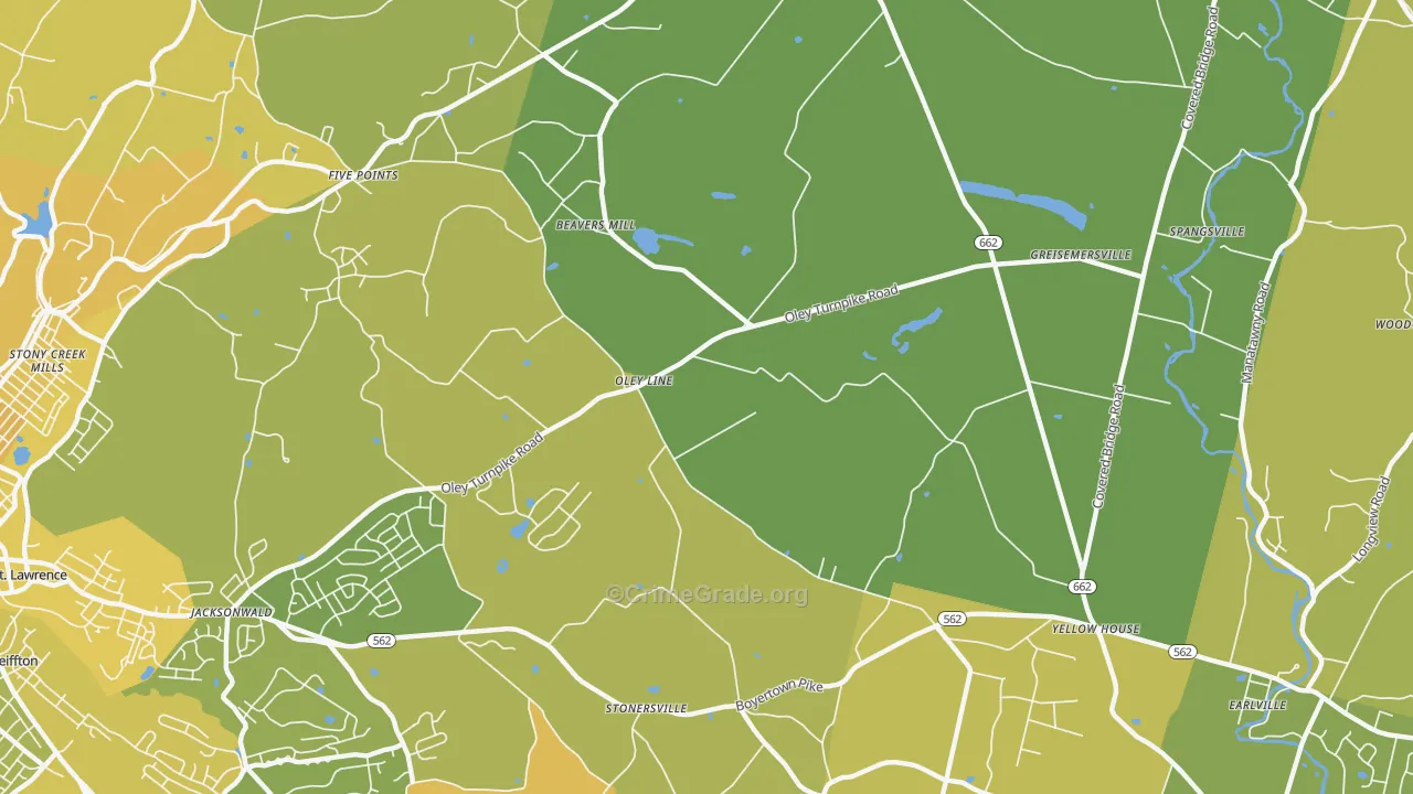 Limekiln, PA Map of Vehicle Theft Rates