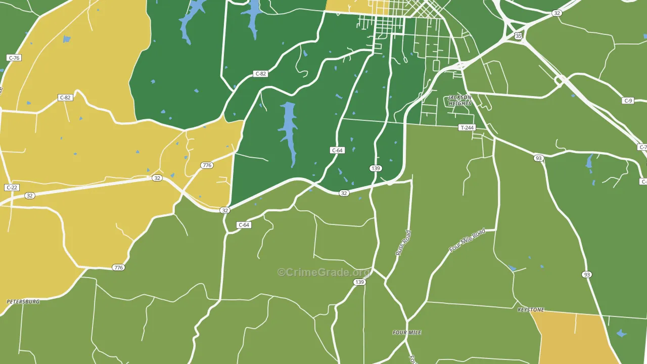 Limerick, OH Map of Vehicle Theft Rates