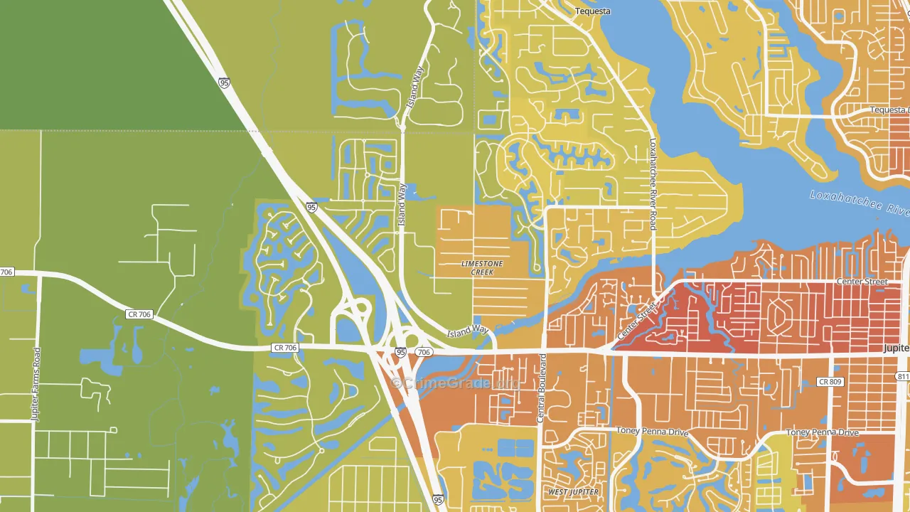 Limestone Creek, FL Map of Vehicle Theft Rates