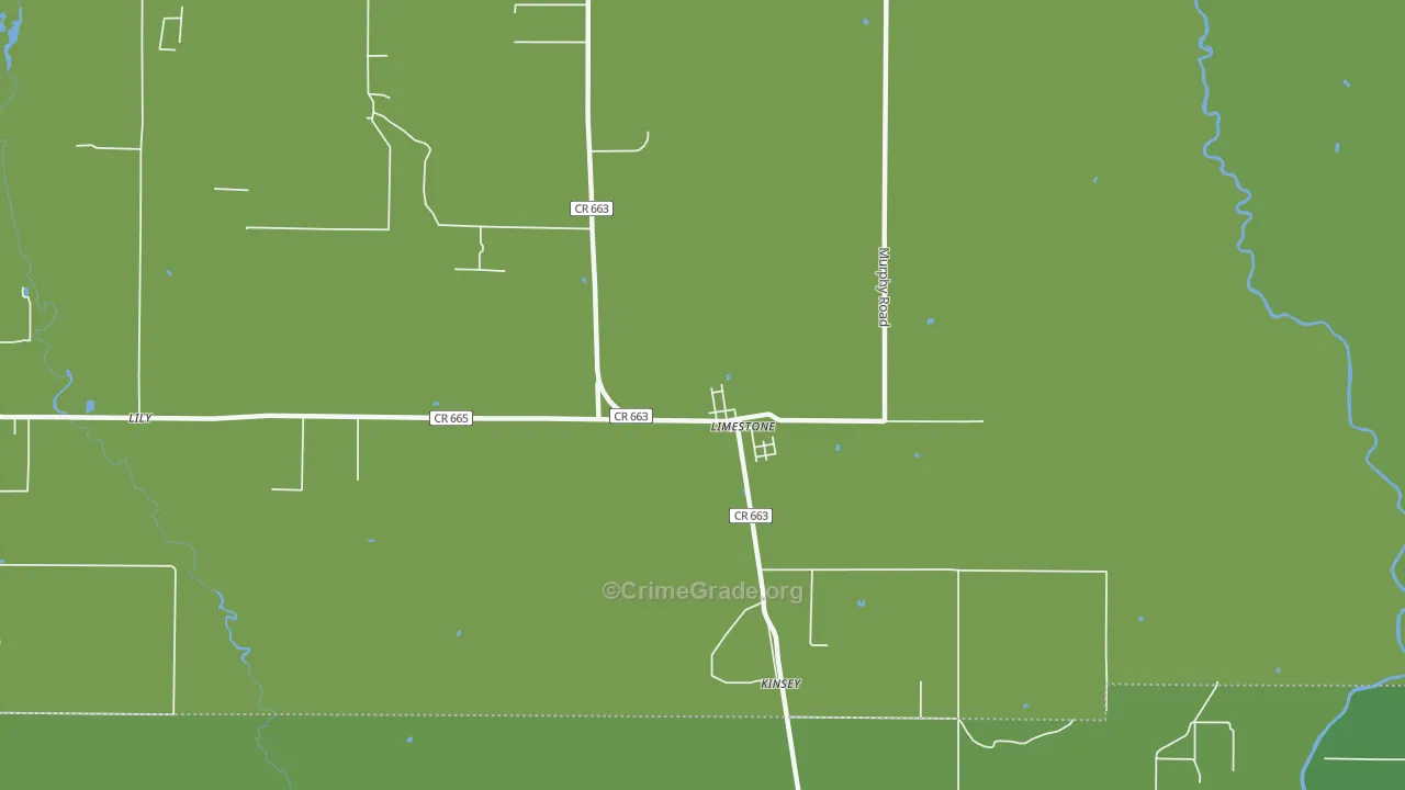 Limestone, FL Map of Vehicle Theft Rates