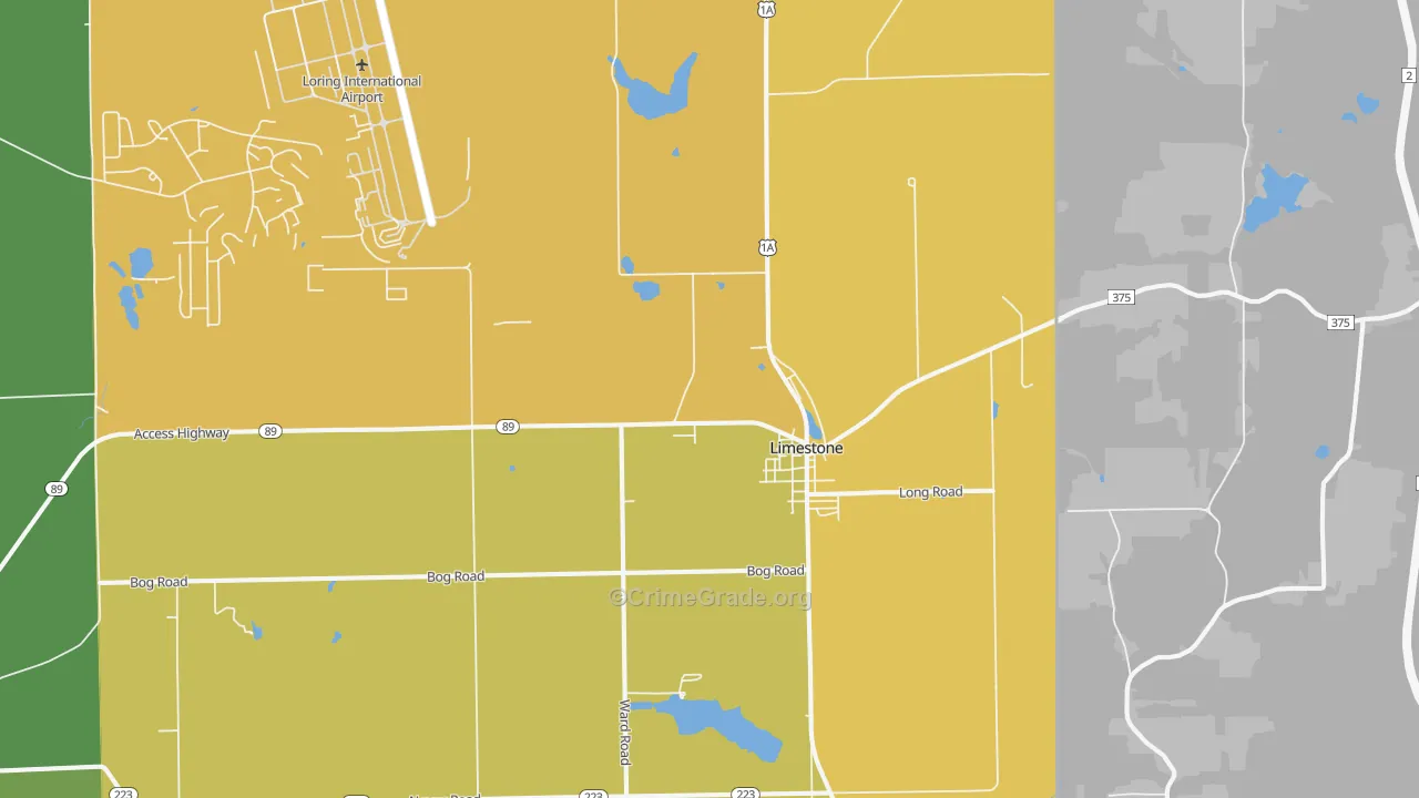 Limestone, ME Map of Vehicle Theft Rates