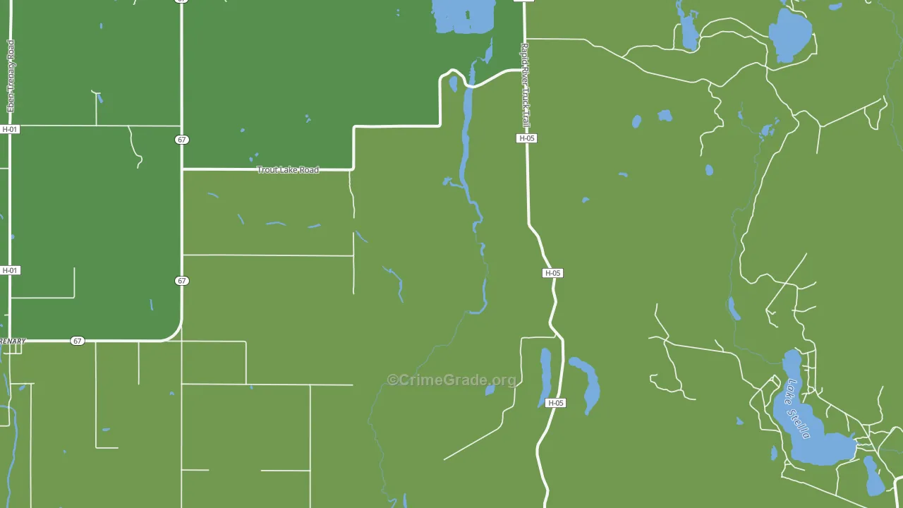 Limestone, MI Map of Vehicle Theft Rates