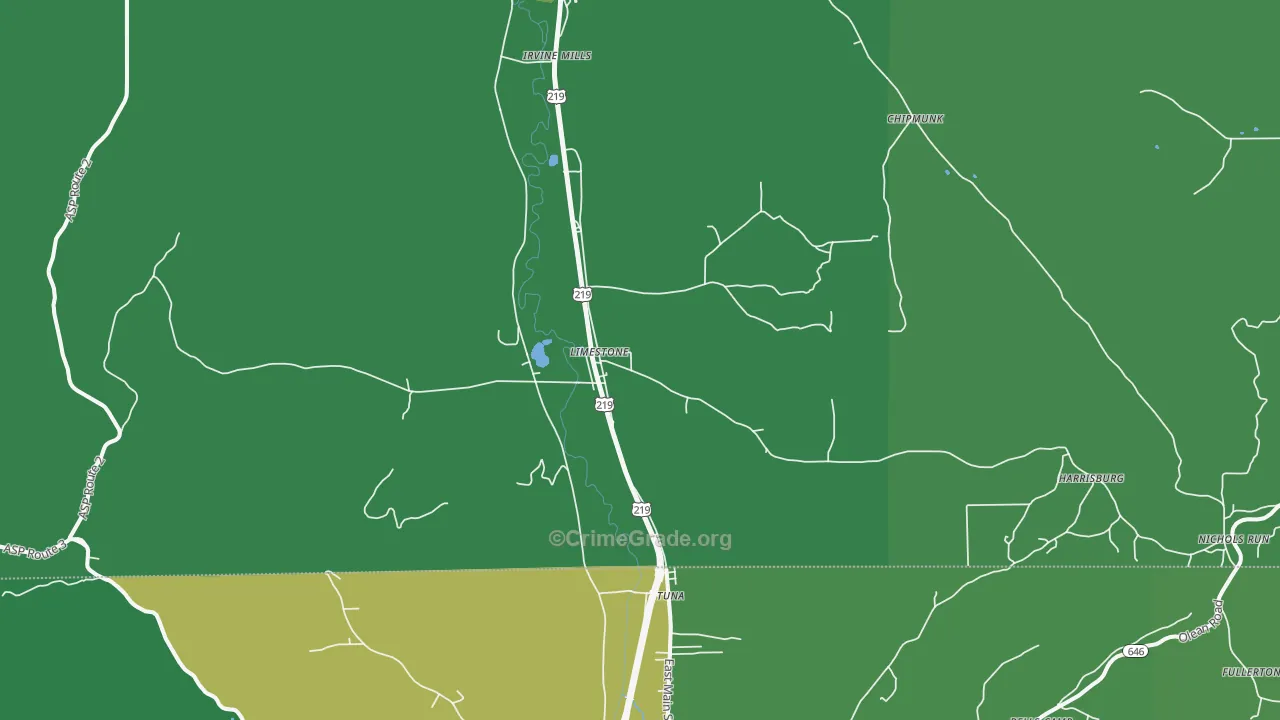 Limestone, NY Map of Vehicle Theft Rates
