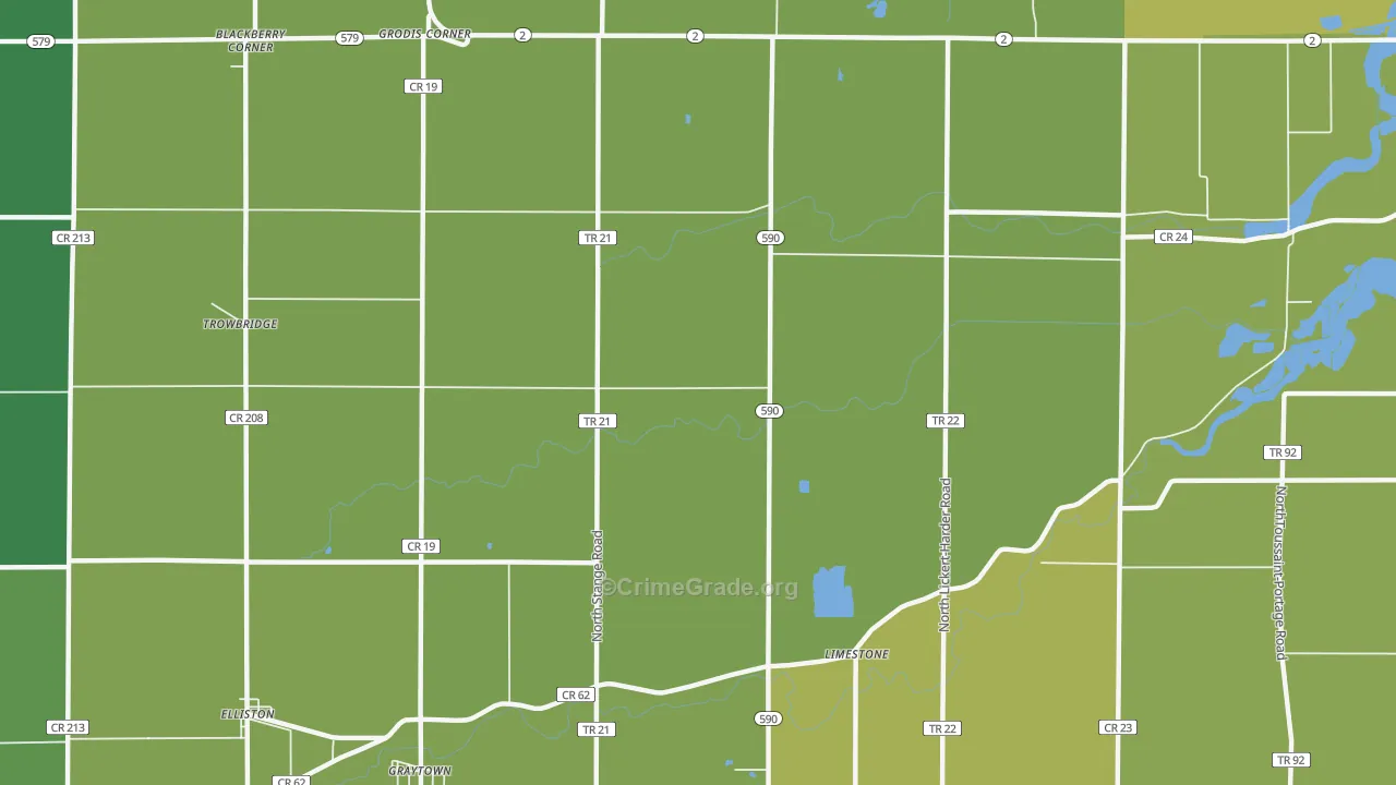 Limestone, OH Map of Vehicle Theft Rates