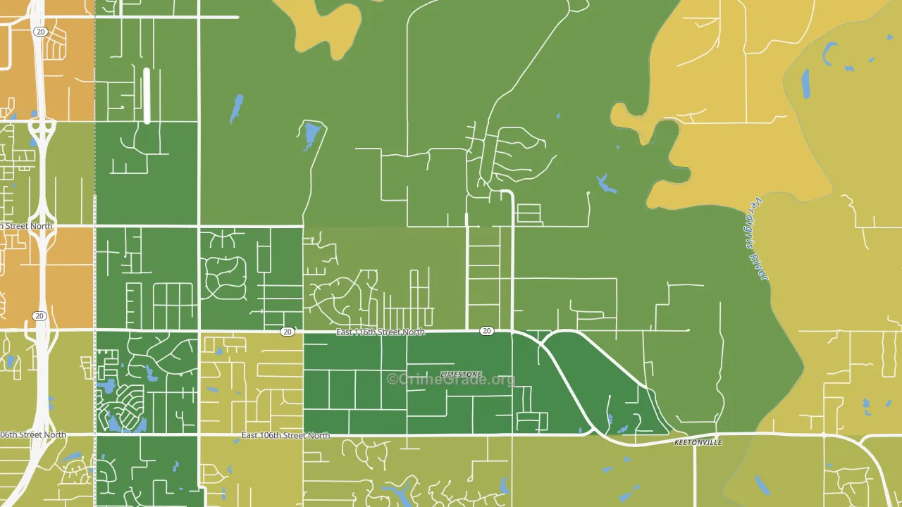 Limestone, OK Map of Vehicle Theft Rates