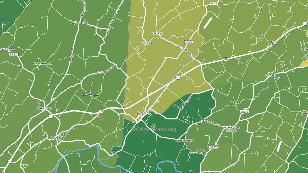 Limestone, TN Map of Vehicle Theft Rates