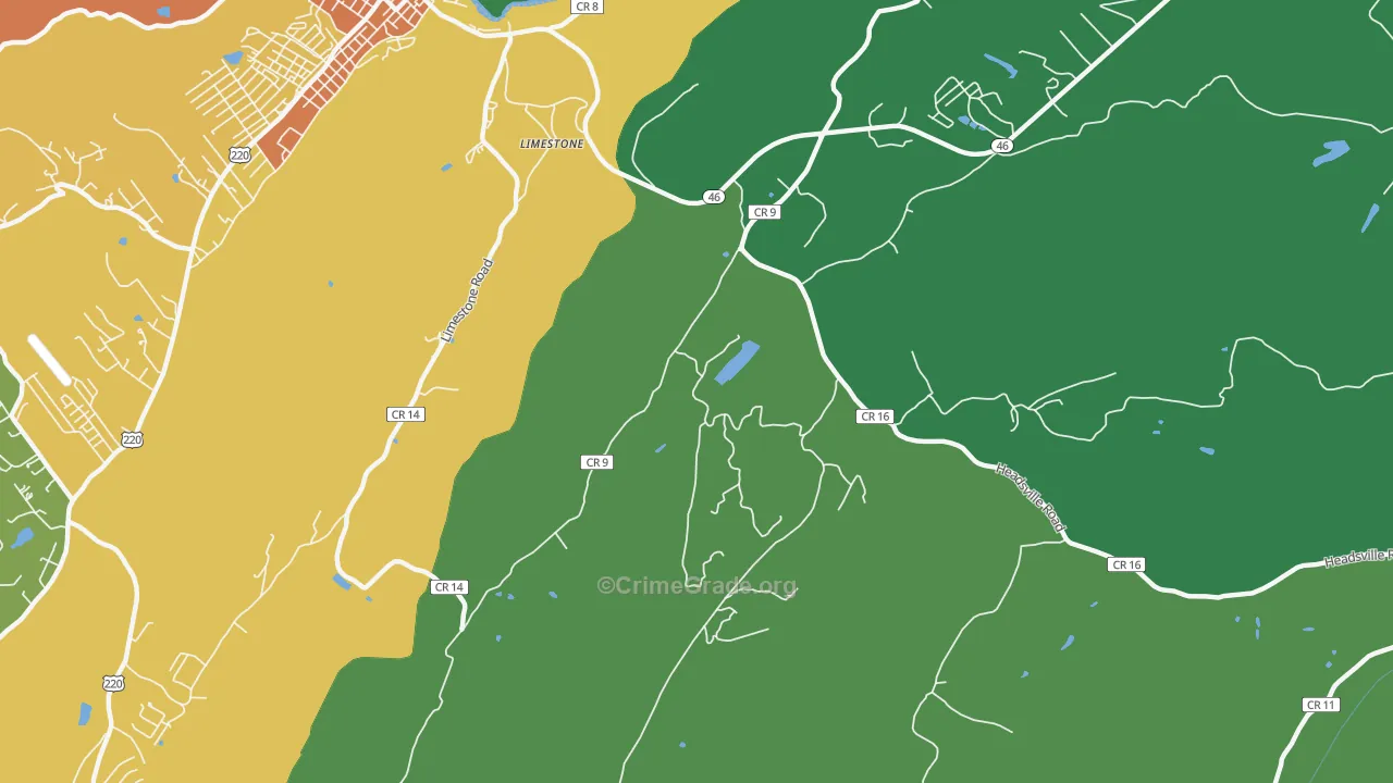 Limestone, WV Map of Vehicle Theft Rates