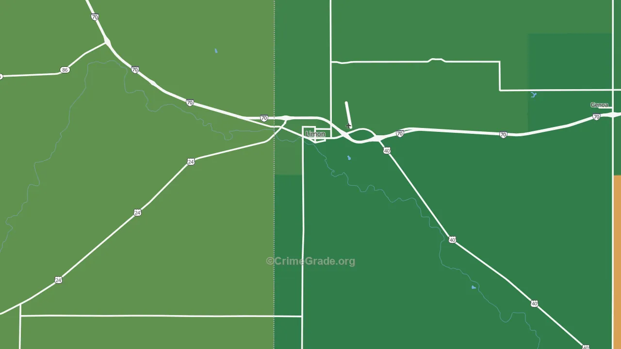Limon, CO Map of Vehicle Theft Rates