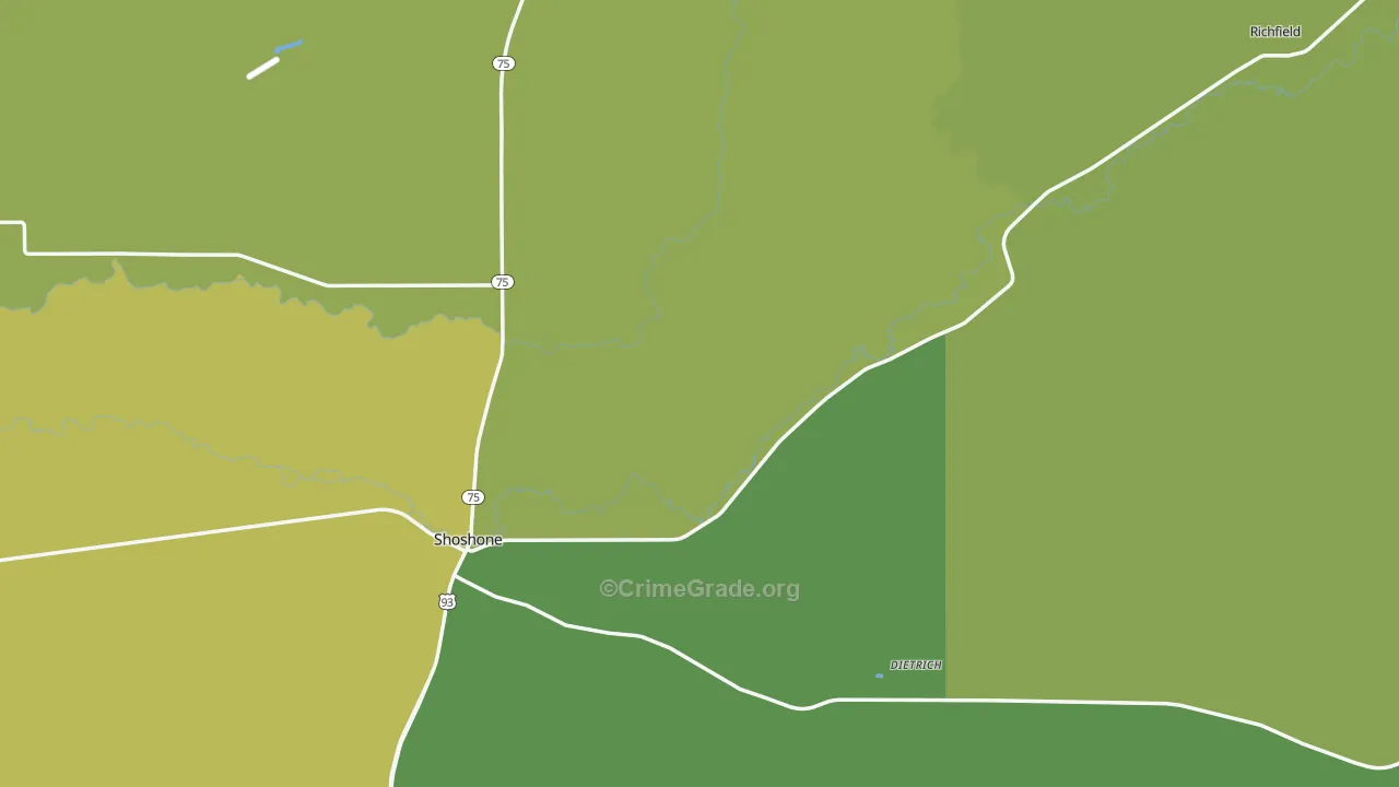 Lincoln County, ID Map of Vehicle Theft Rates