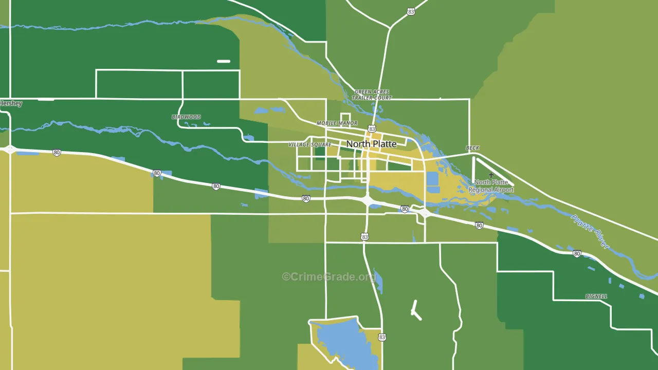 Lincoln County, NE Map of Vehicle Theft Rates