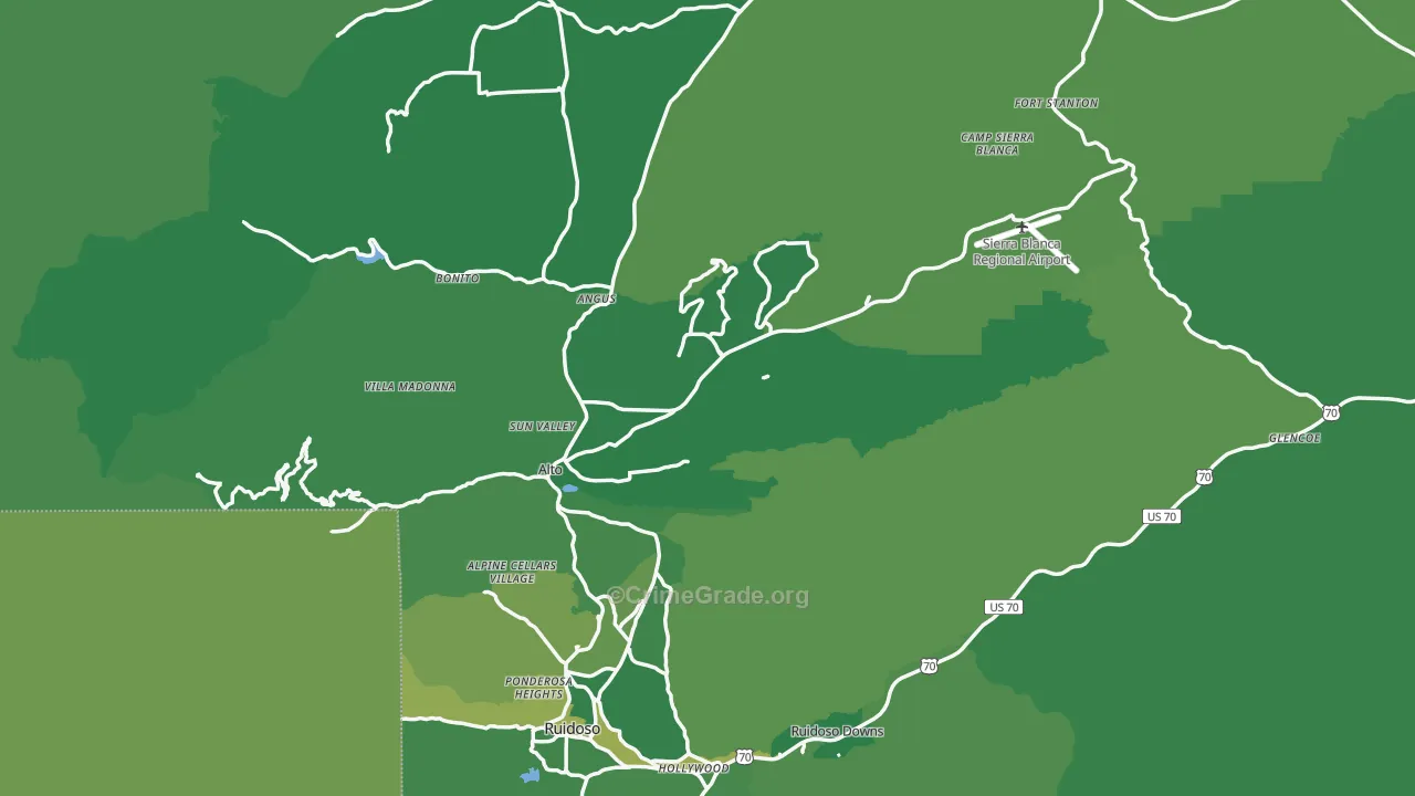 Lincoln County, NM Map of Vehicle Theft Rates
