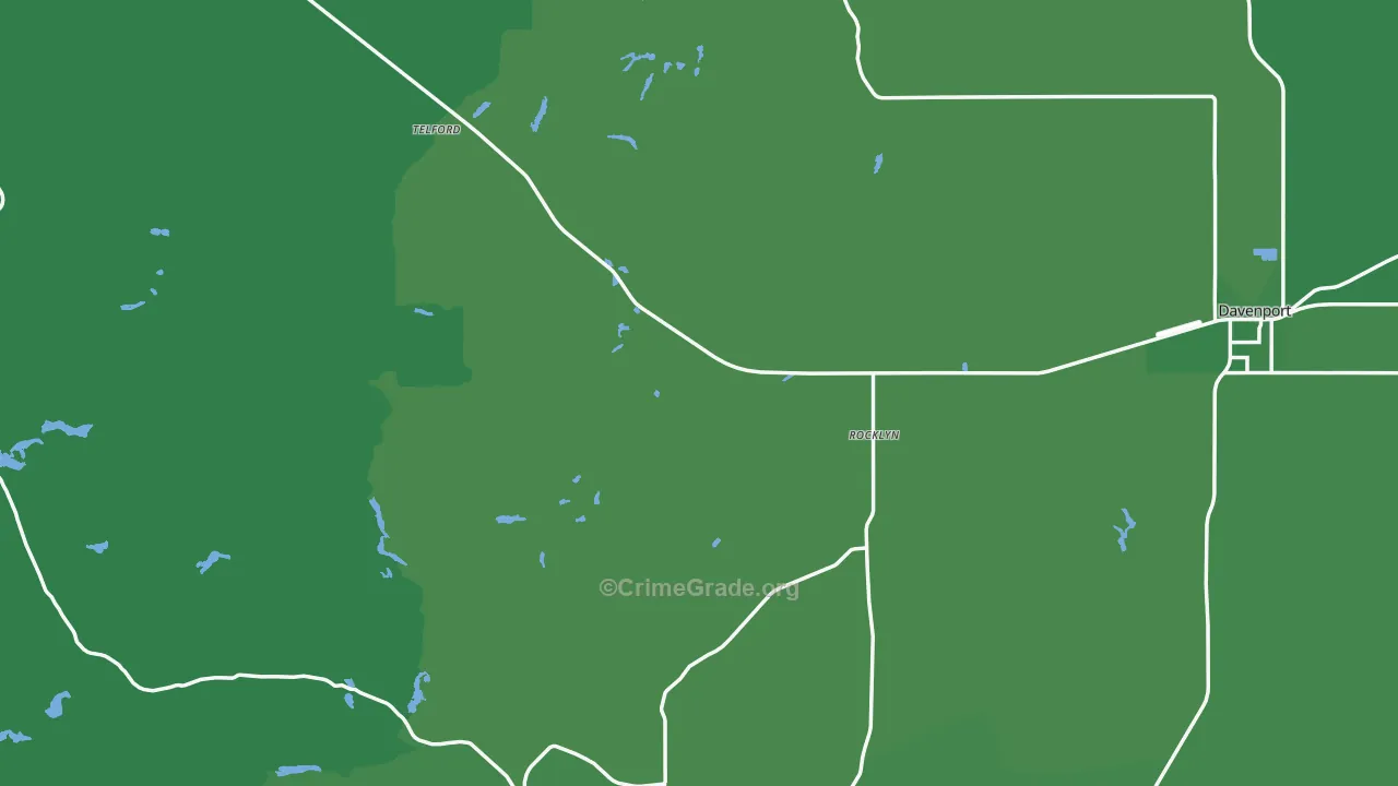 Lincoln County, WA Map of Vehicle Theft Rates