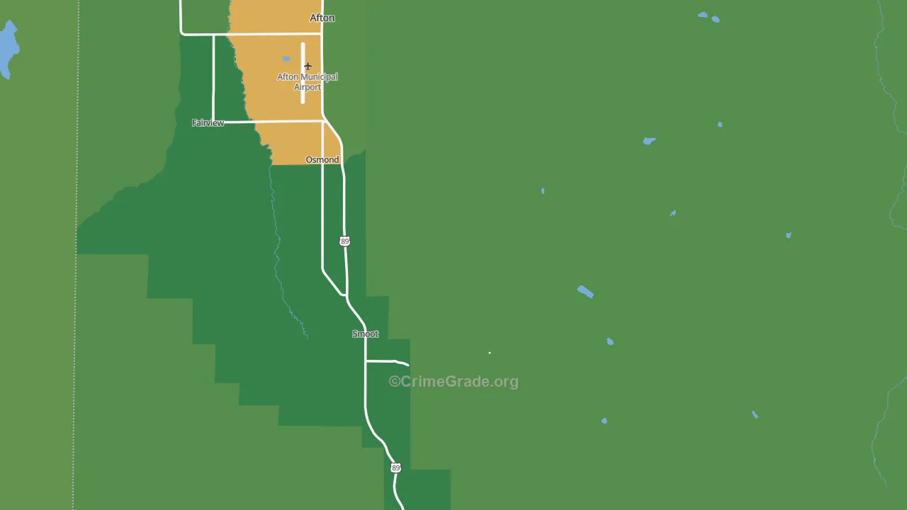 Lincoln County, WY Map of Vehicle Theft Rates