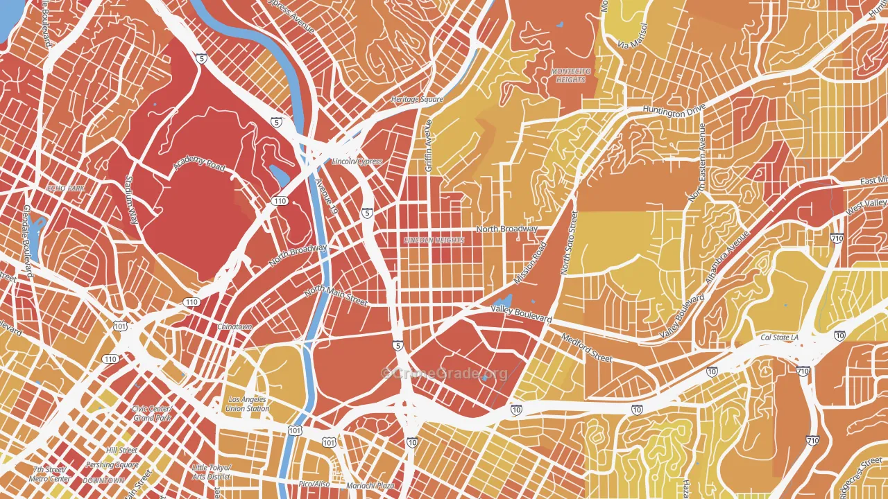 Lincoln Heights, Los Angeles, CA Map of Vehicle Theft Rates