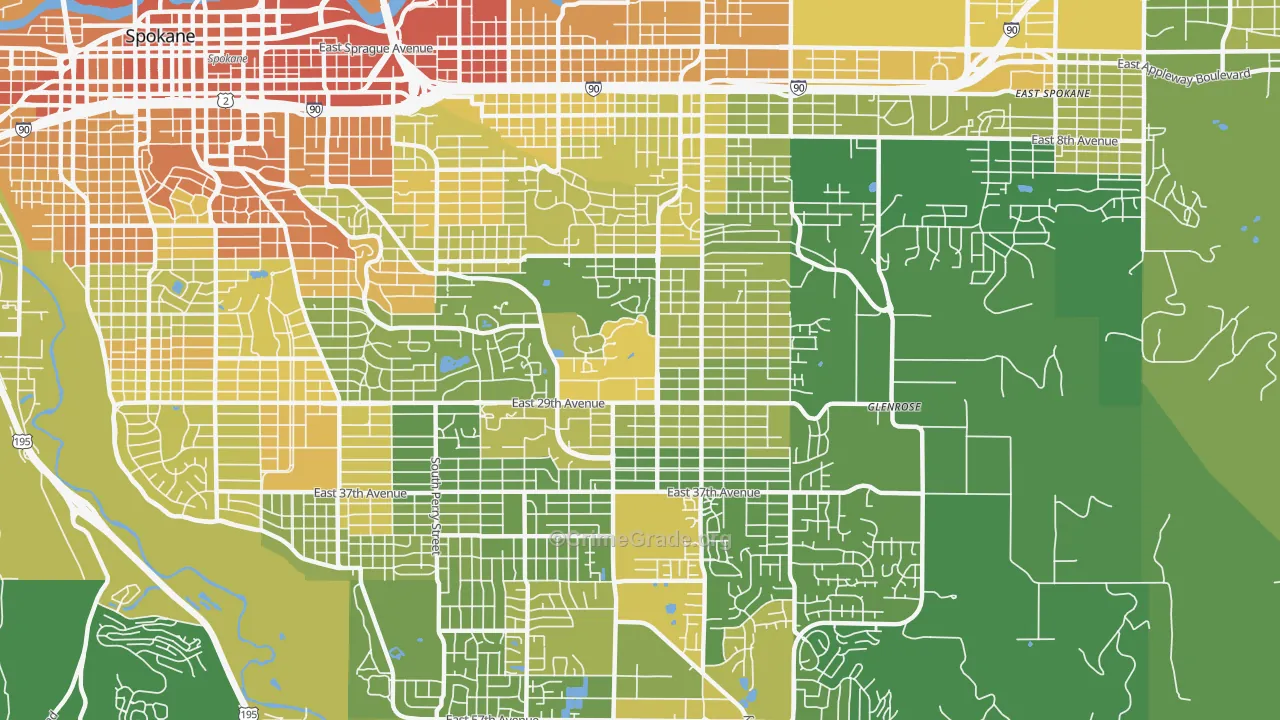 Lincoln Heights, Spokane, WA Map of Vehicle Theft Rates