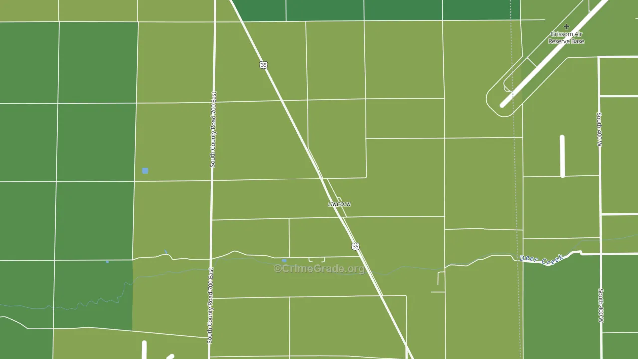 Lincoln, IN Map of Vehicle Theft Rates