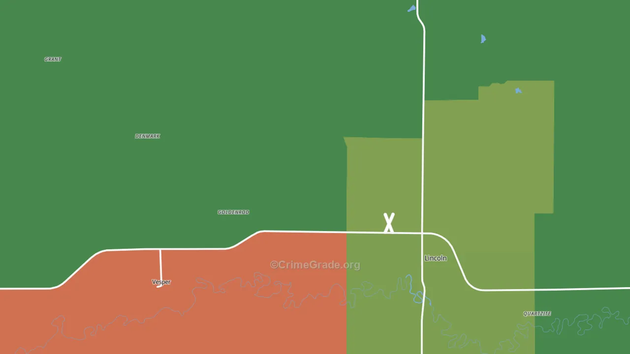Lincoln, KS Map of Vehicle Theft Rates