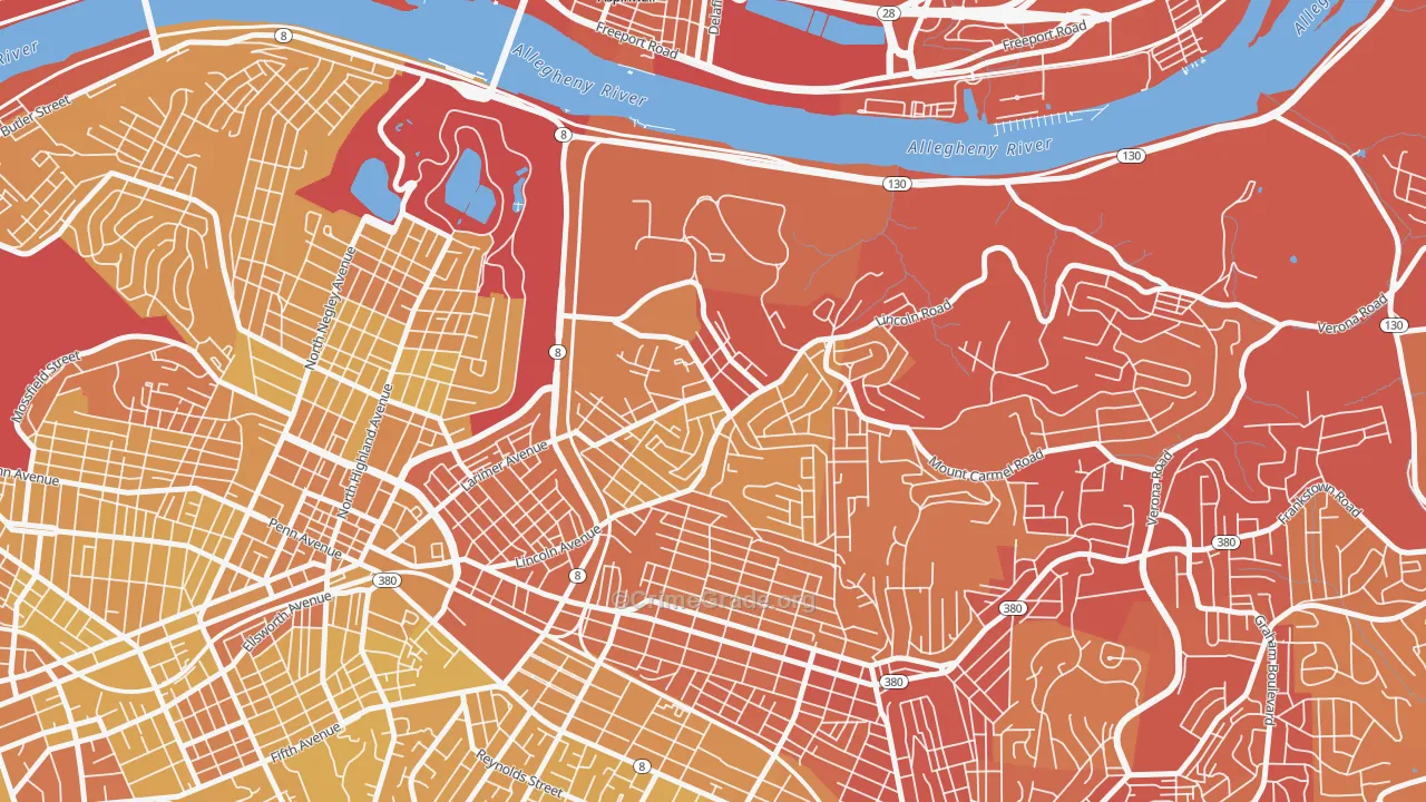 Lincoln-Lemington-Belmar, Pittsburgh, PA Map of Vehicle Theft Rates