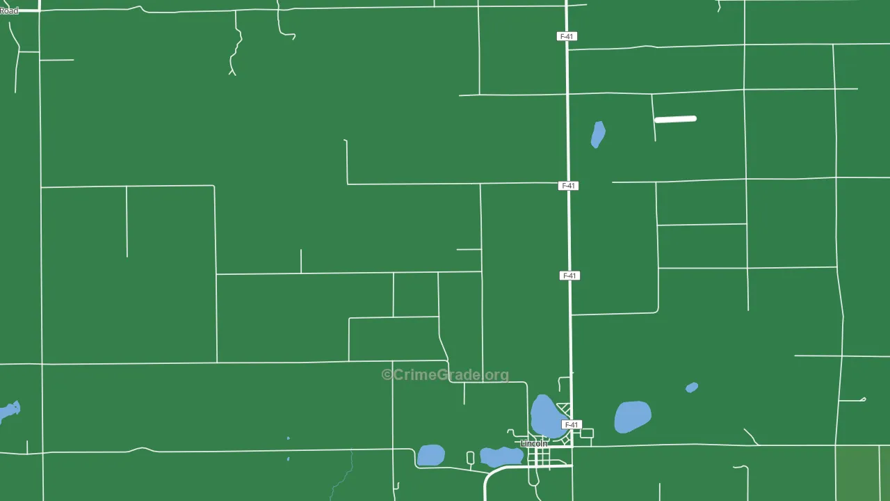 Lincoln, MI Map of Vehicle Theft Rates