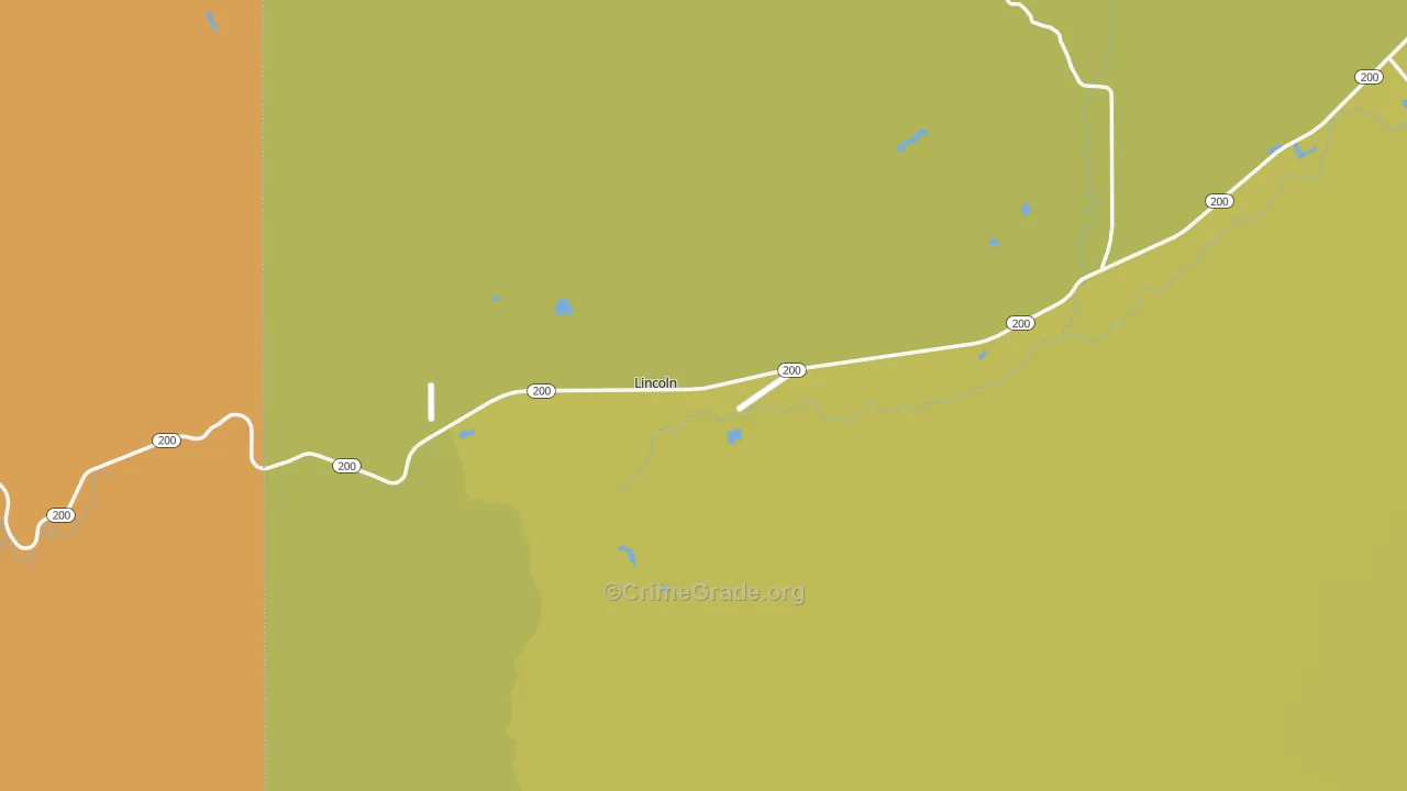 Lincoln, MT Map of Vehicle Theft Rates