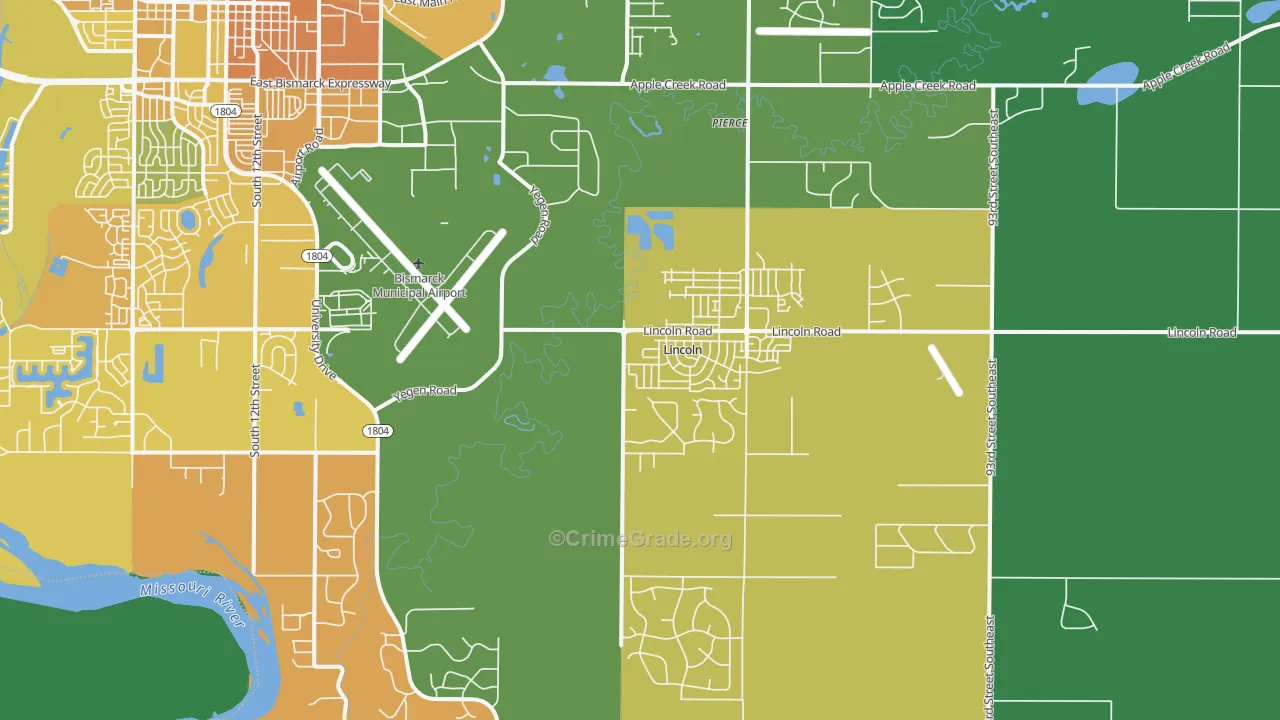 Lincoln, ND Map of Vehicle Theft Rates