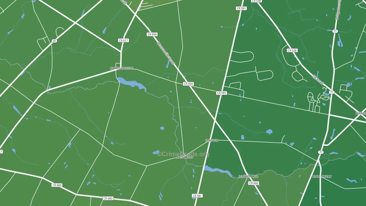 Lincoln, NJ Map of Vehicle Theft Rates