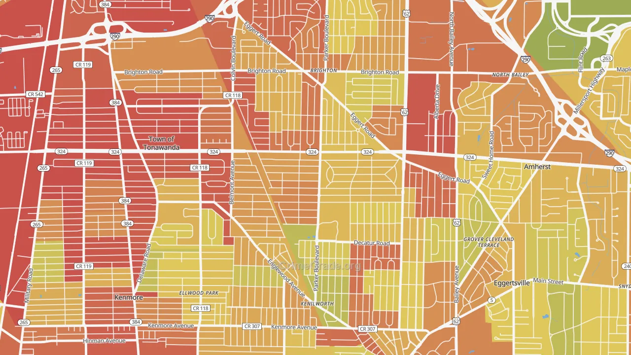 Lincoln Park-Buffalo, Tonawanda, NY Map of Vehicle Theft Rates